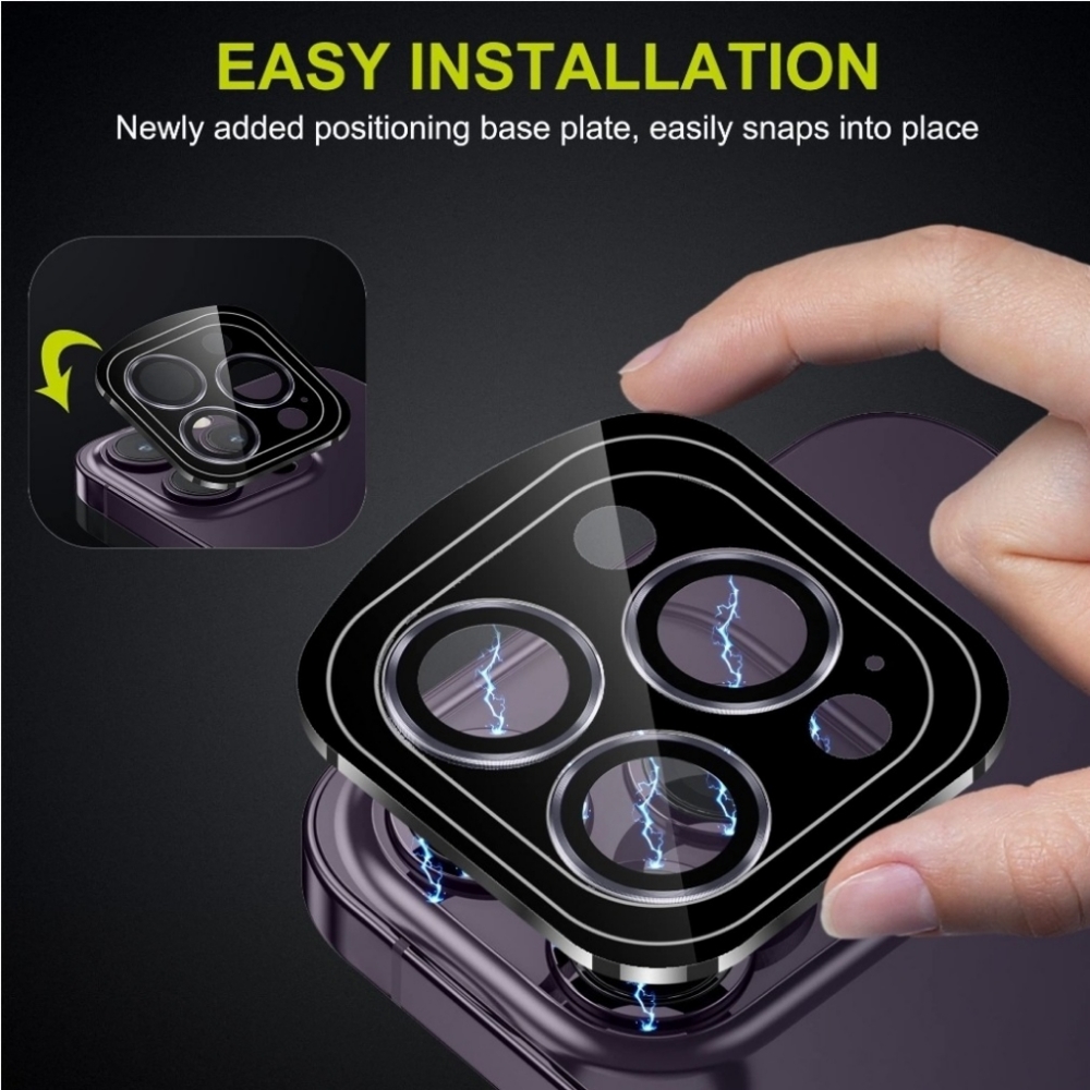 Camera lens tempered glass protector iPhone 14 Pro, 14 Pro Max Deep Purple - Picture 6 of 7